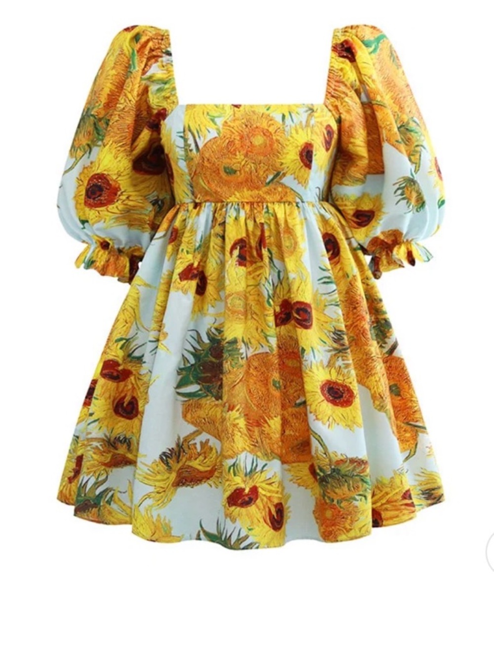 Galartsy Van Gogh’s Sunflowers Puffy Mini Dress